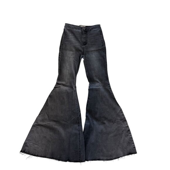 Free People We The Free Just Float On Flare Jeans Black Size 26 Bell Bottom - Picture 3 of 12